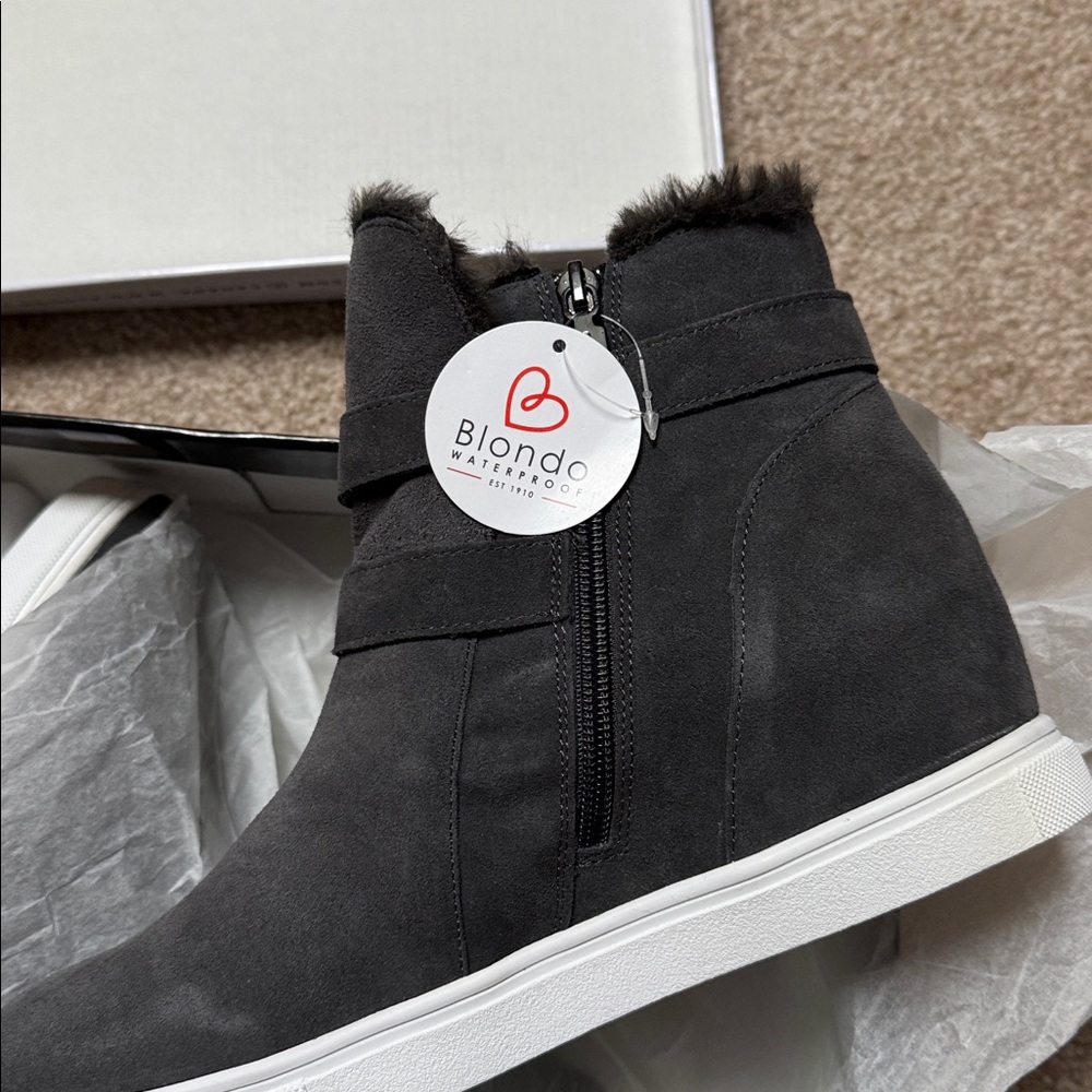 Blondo Geneva Dark Grey Suede Winter Boots 9.5 NIB - Picture 2 of 5